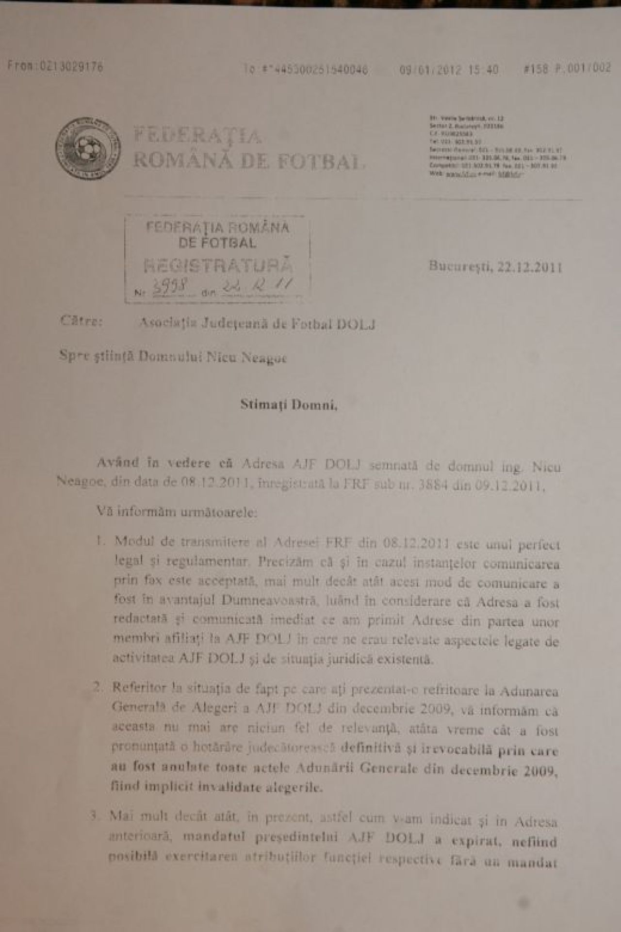 Fotbalul oltean a primit un ultim avertisment de la FRF: 100 de echipe se pot desfiinta! FOTO: Vezi aici scrisoarea oficiala_2