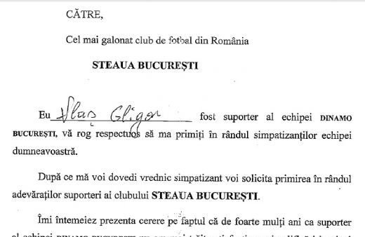 FOTO: Catre cel mai galonat club de fotbal din Romania! Poftiiim? Credeai sa auzi vreodata asta de la un dinamovist? Citeste o scrisoare-soc pentru Steaua: