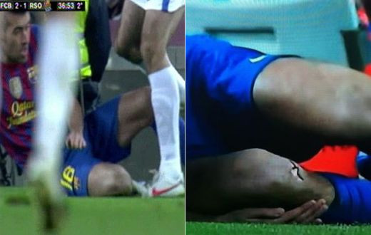 FOTO VIDEO ORIBIL! Busquets si-a facut genunchiul PRAF! Vezi accidentarea horror la care Fabregas a inceput sa planga!