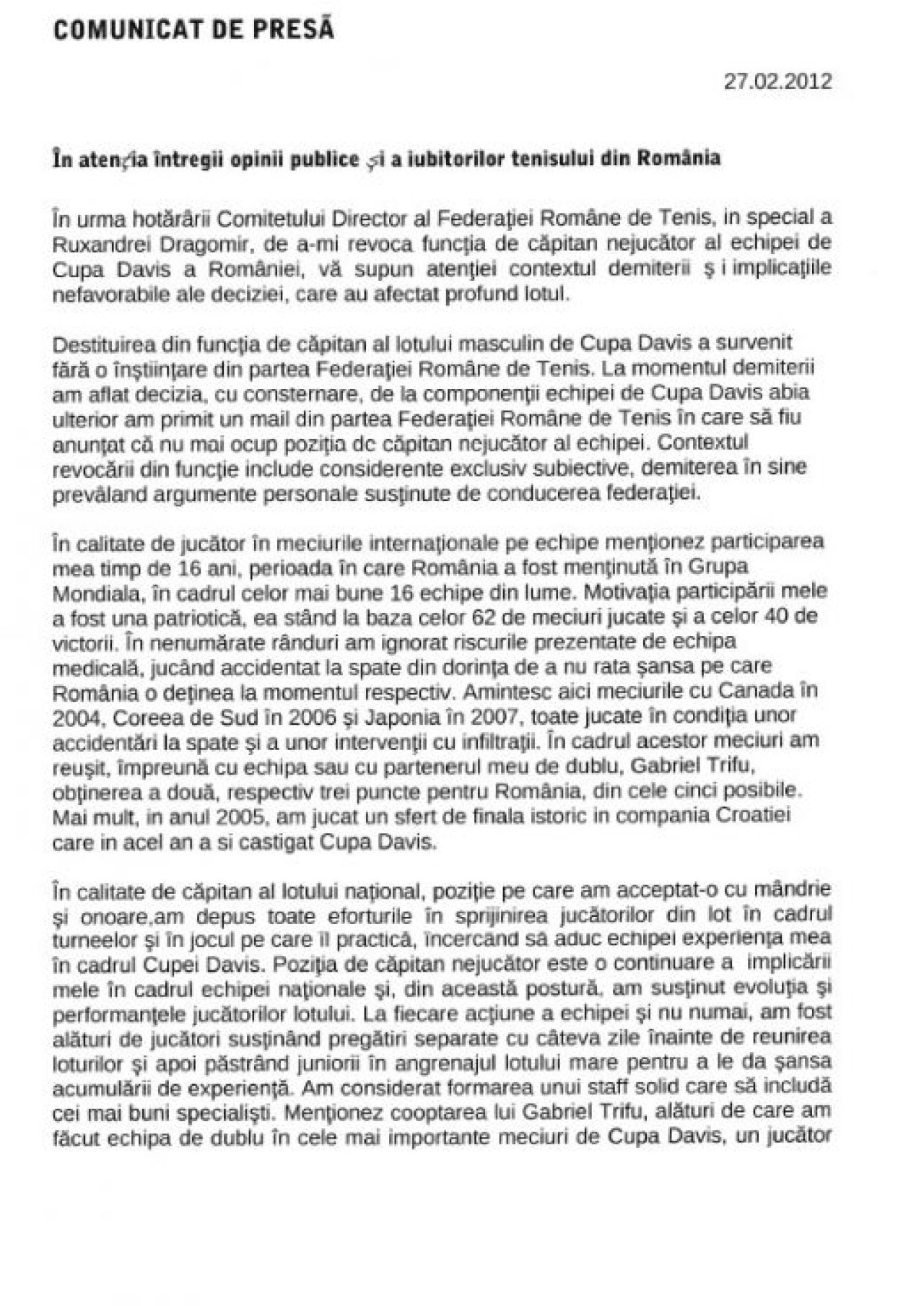 Andrei Pavel, atac DUR la presedinta Federatiei Romane de Tenis, dupa ce l-a dat afara de la LOT! Vezi comunicatul oficial_1