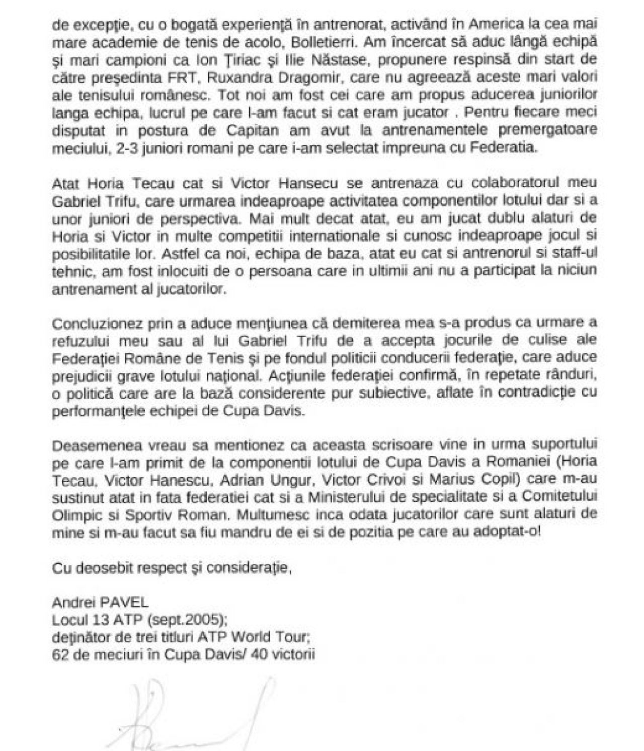 Andrei Pavel, atac DUR la presedinta Federatiei Romane de Tenis, dupa ce l-a dat afara de la LOT! Vezi comunicatul oficial_2