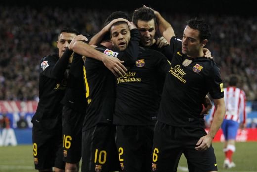 Astia sunt toti cuminti! :) Mesajul lui Dani Alves de dupa gol! SUPERFOTO cu cele mai tari momente din Atletico 1-2 Barcelona