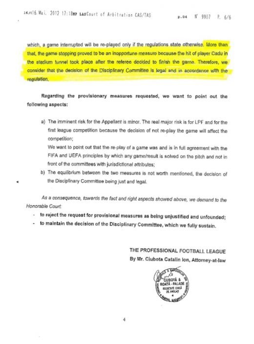 FOTO INCREDIBIL! Avocatii CFR-ului acuza LPF ca minte la TAS ca sa nu se faca de ras! Vezi ERORILE din scrisoarea oficiala_3