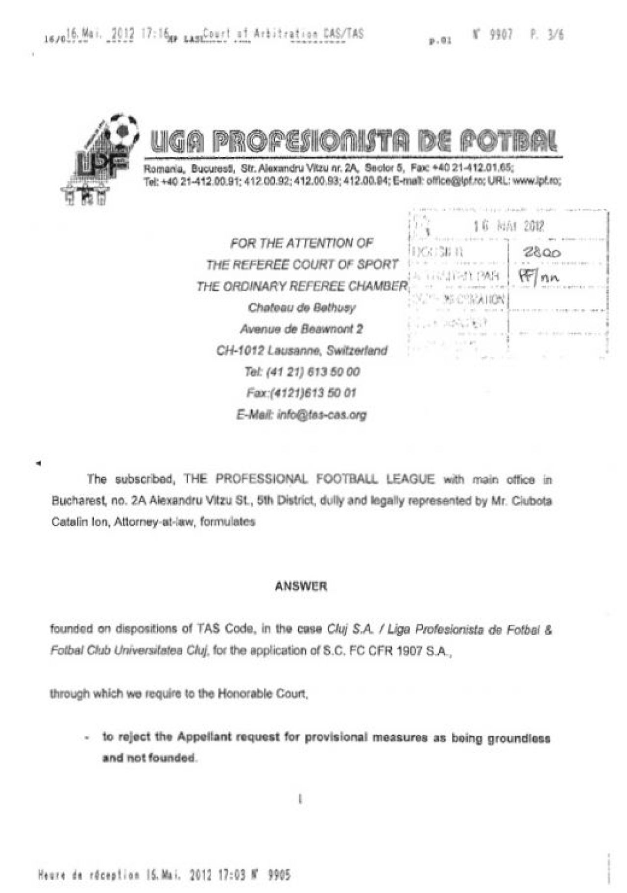 FOTO INCREDIBIL! Avocatii CFR-ului acuza LPF ca minte la TAS ca sa nu se faca de ras! Vezi ERORILE din scrisoarea oficiala_4