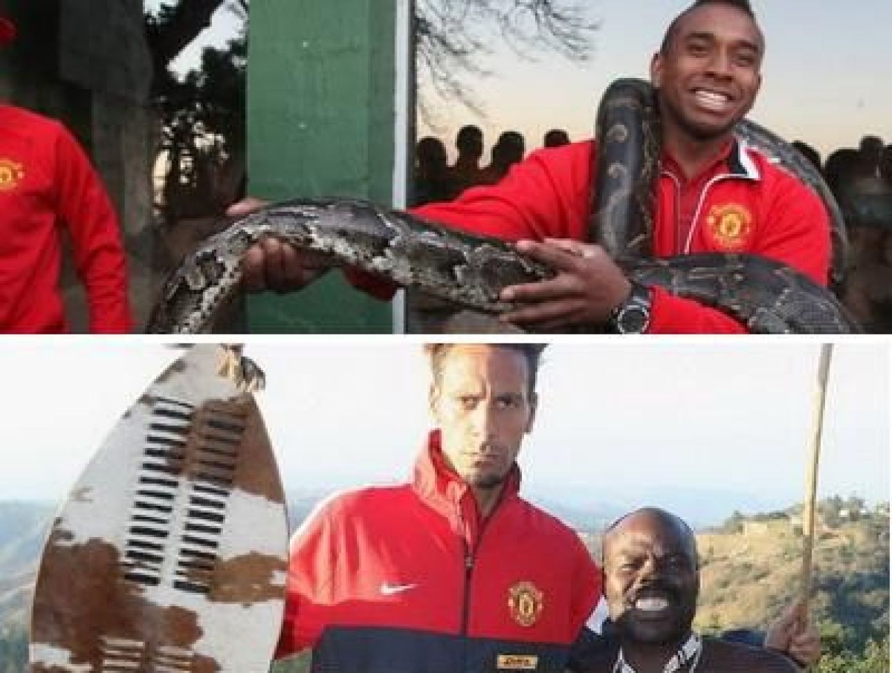 Imagini senzationale: Man United, cumparata de un TRIB din Africa! Jucatorii au fost obligati sa faca poze cu mascota: un sarpe care tocmai mancase un om :)_3