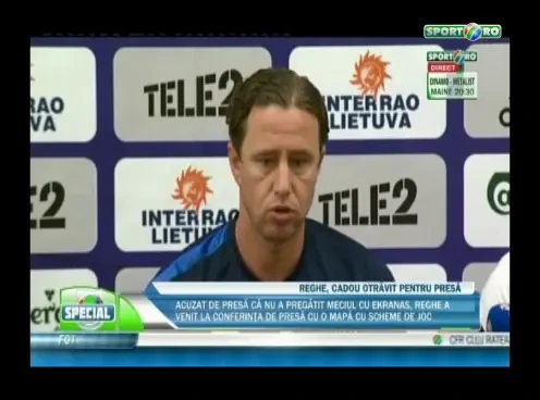 SOC inainte de meciul cu Ekranas: Reghe A LUAT FOC la conferinta de presa! Gest UNIC in istoria fotbalului! VIDEO EXCLUSIV