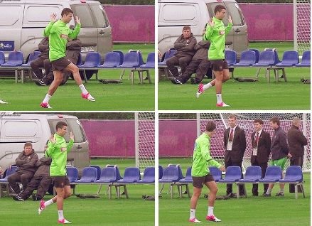 Ce a patit baiatul asta? Cristiano Ronaldo a exersat pasul de BALERINA la nationala: N-ai sa te poti opri din ras! GIF