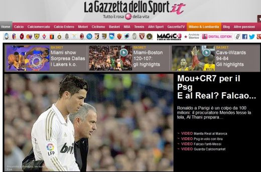Gazzetta dello Sport: Fotbalul nu va mai fi niciodata la fel! Oferta FARAONICA a celor de la PSG pentru Mourinho si Cristiano Ronaldo! Falcao ajunge la Real!