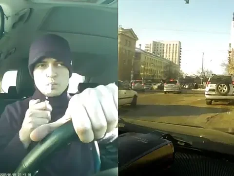 VIDEO Fumezi la volan? Asa ceva ti se poate intampla si tie! Ce a patit un sofer din Rusia!