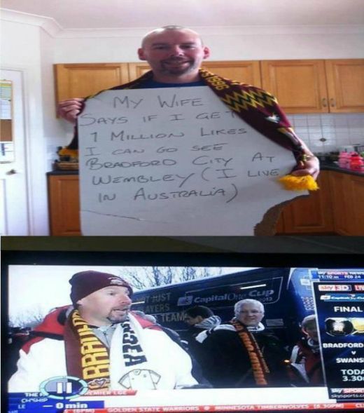 Imaginea pe care asteptau s-o vada MILIOANE de oameni! Gestul SENZATIONAL al unui suporter pentru echipa vietii lui! Bradford 0-5 Swansea, finala Cupei Ligii Angliei!_2