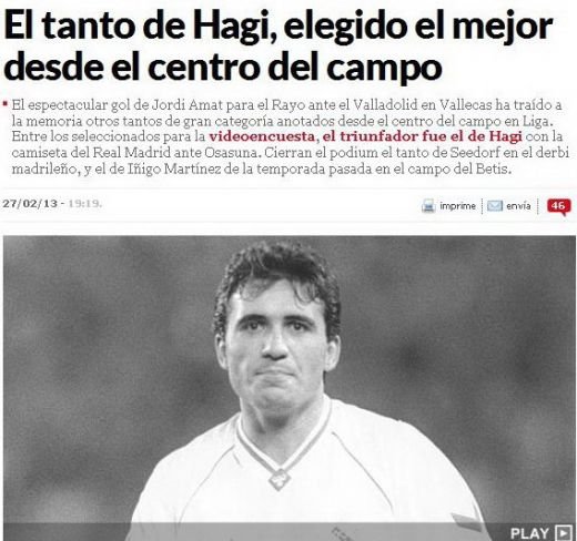 VIDEO: Golul etapei in Spania n-a depasit BIJUTERIA lui Hagi! Spaniolii au votat: Hagi ramane in istorie cu CEL MAI TARE GOL de la mijlocul terenului!