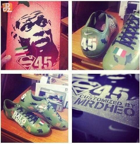FOTO: Balotelli va purta cu mandrie noile ghete de CAMUFLAJ! Un SUPER EROU a semnat cutia: