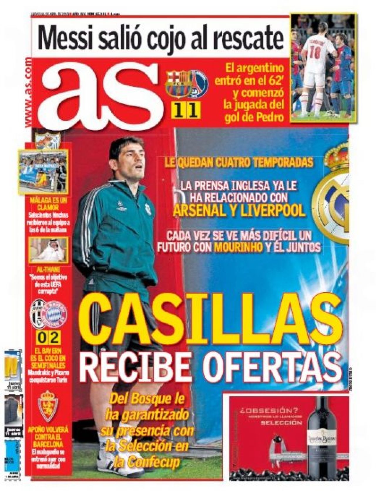 TITLURILE ZILEI | AS: Casillas, OFERTAT! Le Parisien: Merci Paris! Ce spun ziarele din Europa dupa noaptea MAGICA din Liga:_1