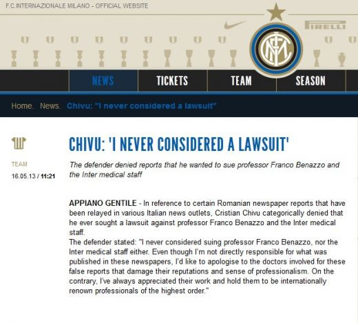 Chivu s-a simtit UMILIT la Inter! Imi cer scuze, imi pare foarte rau ca s-a intamplat asa ceva! Ce anunt a facut in aceasta dimineata