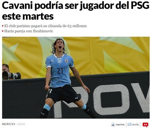 TRANSFER MARKET | Cavani, foarte aproape de transfer: