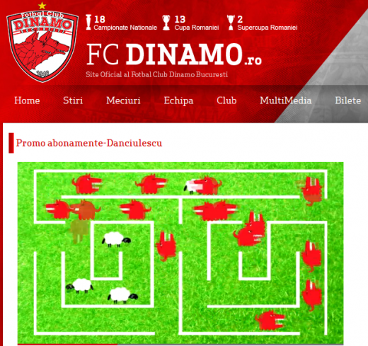 Era NegOita incepe sa-i scoata din minti pe stelisti: Dinamo isi promoveaza abonamentele pe site-ul oficial cu un joc in care cainii mananca oile :)