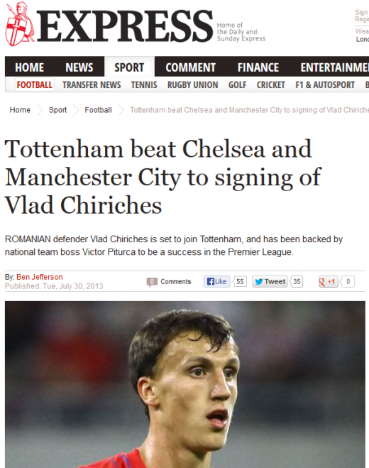 Tottenham a castigat lupta cu Chelsea si City pentru Vlad Chiriches! Ce au scris englezii despre transferul lui Chiriches!