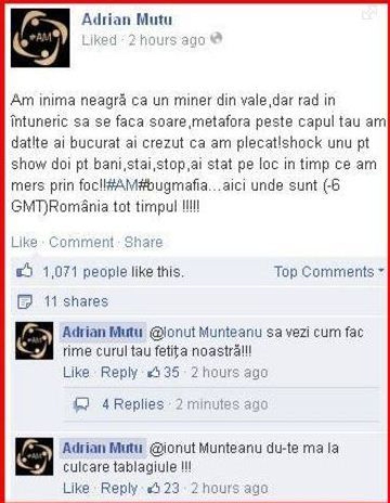 NU se poate! Mutu a facut PRAPAD pe Facebook: s-a injurat cu fanii dupa ce si-a facut un 'selfie'! Scene incredibile:_3