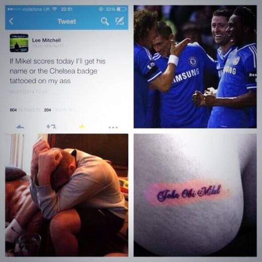 Gestul EXTREM al unui fan al lui Chelsea! S-a tinut de promisiune! Si-a tatuat numele unui jucator acolo unde nu ajunge soarele! :))