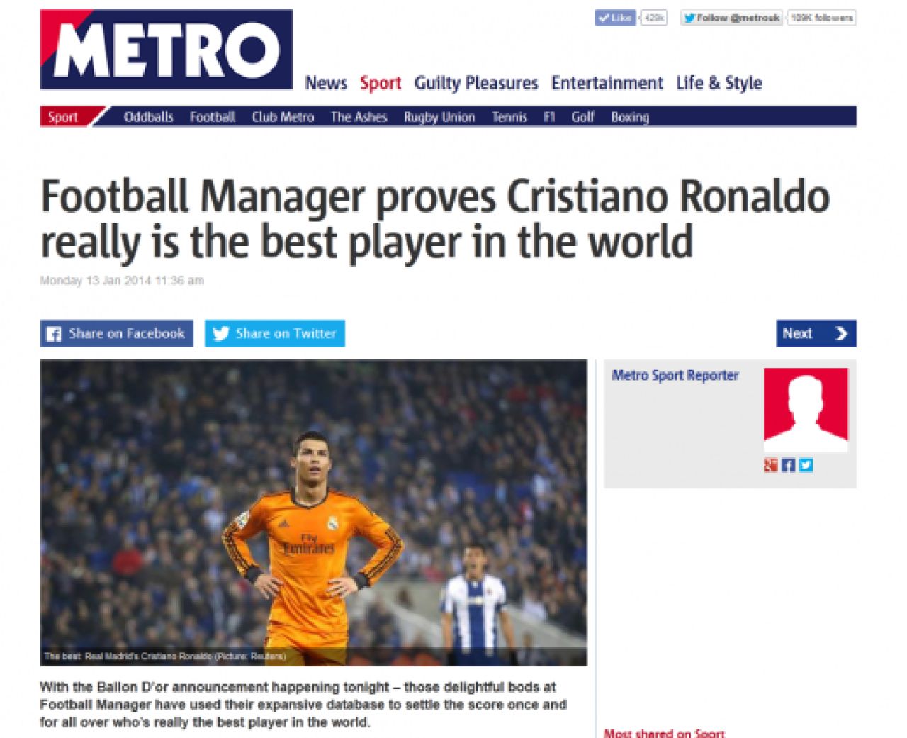 LIVEBLOG #BalonulDeAur | Cristiano Ronaldo a castigat Balonul de Aur pentru a 2-a oara in cariera: