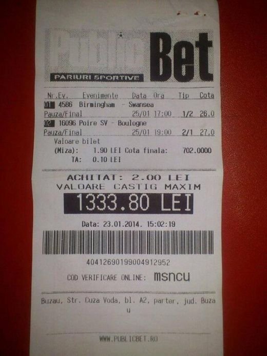 BOMBA la pariuri! A ghicit doua rezultate SURPRIZA si a castigat de 700 DE ORI mai mult decat a pariat!