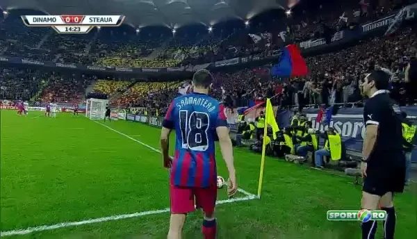 Ratare imensa a lui Adi Popa, in minutul 15 al meciului Dinamo - Steaua! Stelistul a reluat milimetric pe langa poarta lui Balgradean