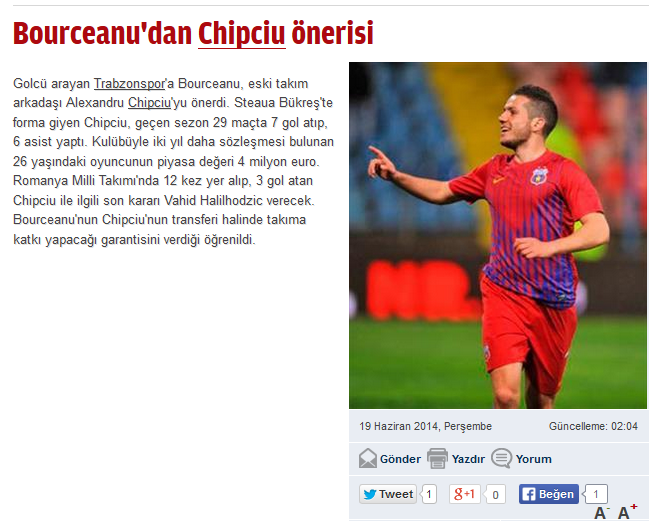 Steaua mai pierde un titular! Chipciu este dorit in Turcia la echipa lui Bourceanu! Cat ofera Trabzonspor pe jucatorul stelist