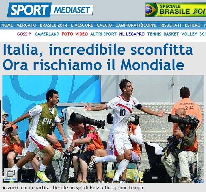Italia e socata! Gazzetta dello Sport: