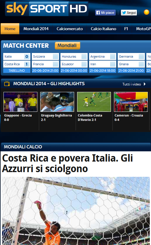 Italia e socata! Gazzetta dello Sport: 