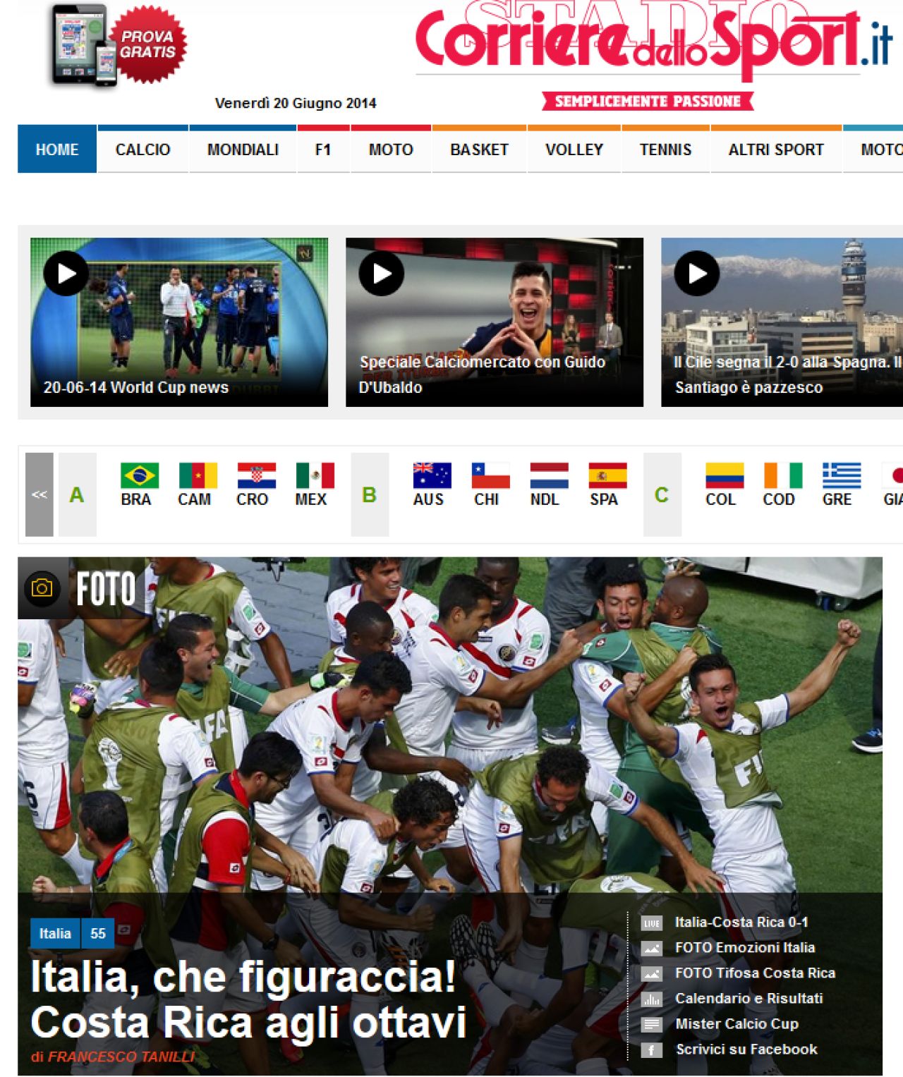 Italia e socata! Gazzetta dello Sport: