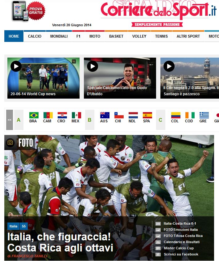 Italia e socata! Gazzetta dello Sport: