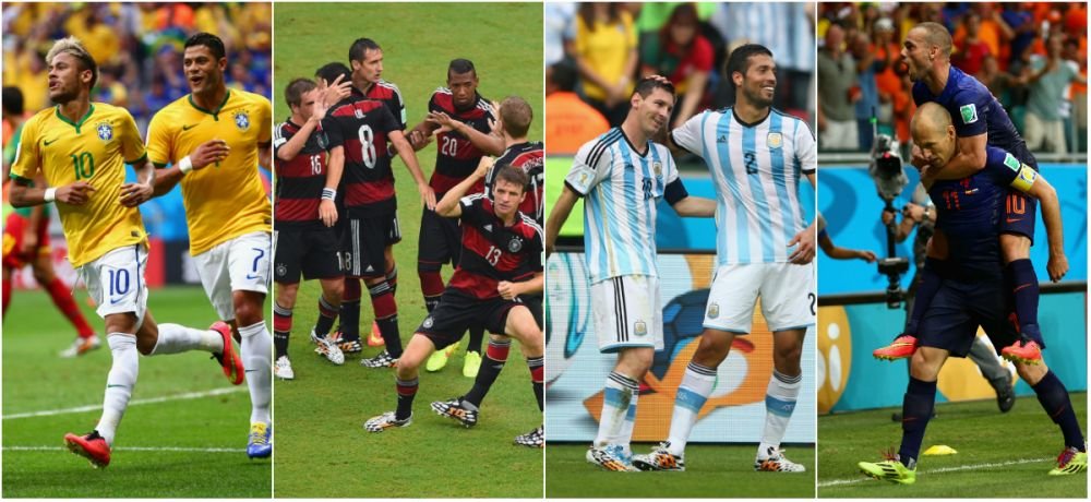 Brazilia, Columbia, Germania si Franta, pe jumatatea NEBUNA de tablou, Argentina si Olanda au drum mai usor catre finala!