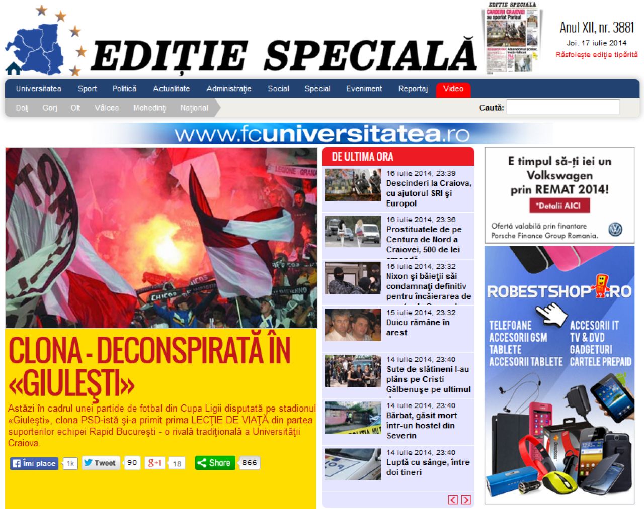 Craiova, impartita dupa primul soc al sezonului! Editie.ro: