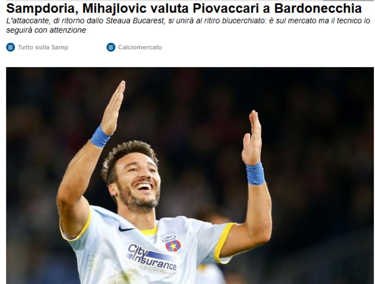 Piovaccari a primit vestea cea mare! Mihajlovic ii da ultima sansa la Sampdoria, Steaua isi ia adio de la transfer_3