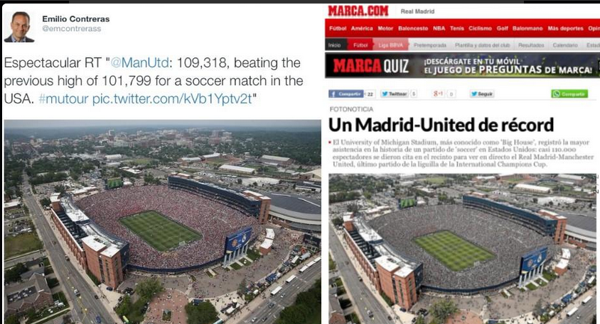 I-au prins cu...stadionul vopsit :) MARCA, ziarul de casa al Realului a pictat 110.000 de fani, englezii se amuza: FOTO