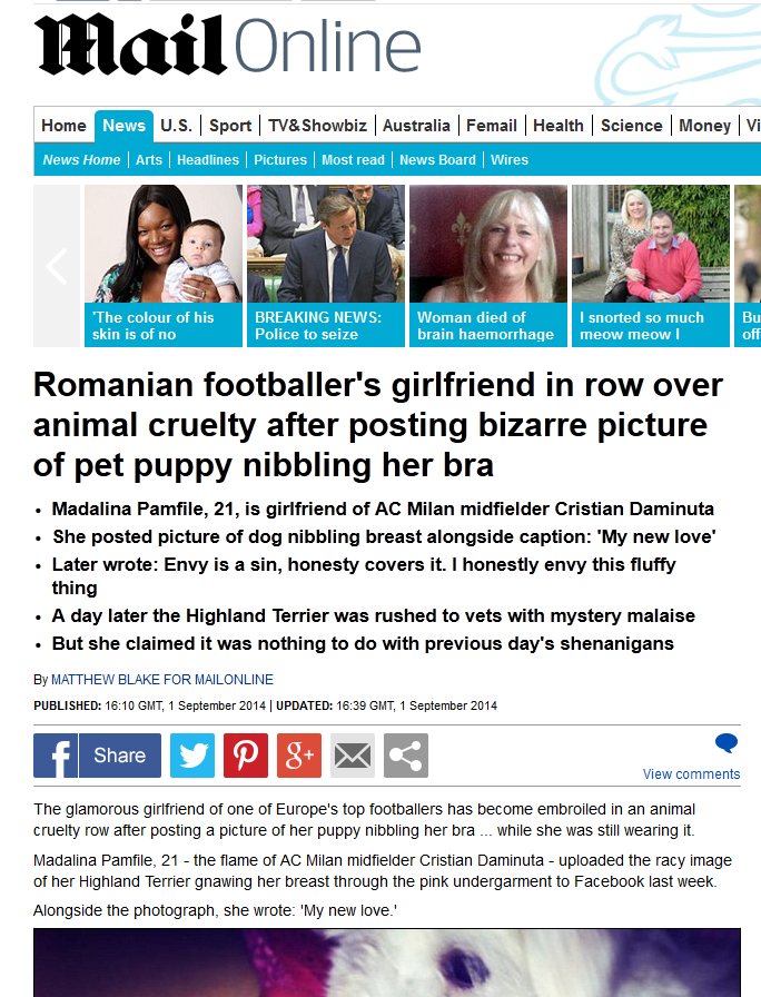 FOTO Madalina Pamfile e acuzata de CRUZIME fata de animale! Imaginea cu iubita lui Daminuta care face inconjurul internetului!&nbsp;
