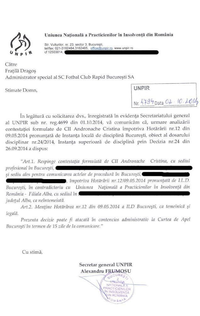 Moraru a scapat de Cristina Andronache, Rapidul va avea un alt administrator judiciar! Nae Stanciu: 