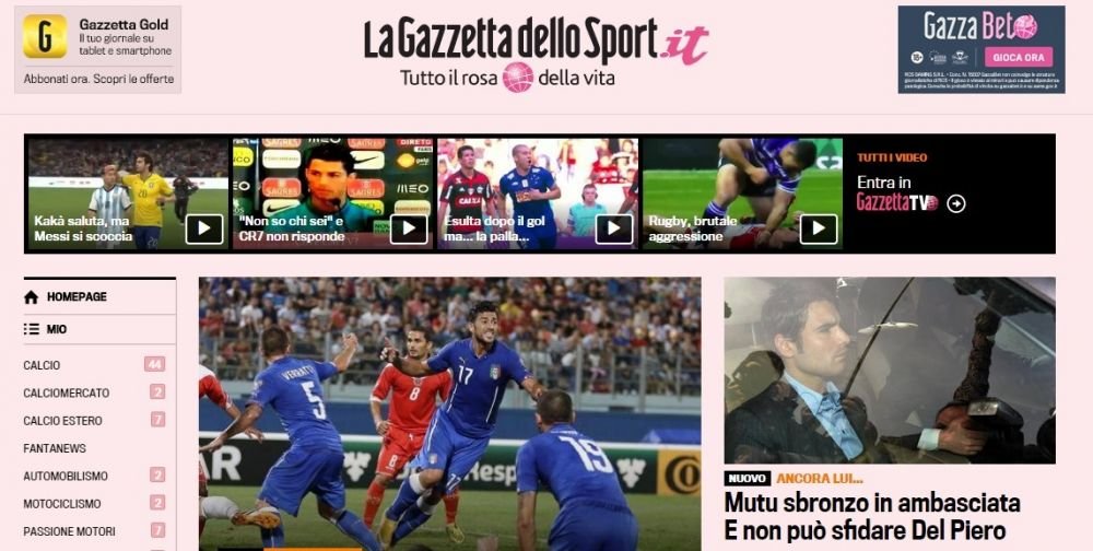 Ultima prima pagina de Gazzetta dello Sport din cariera lui Mutu: 