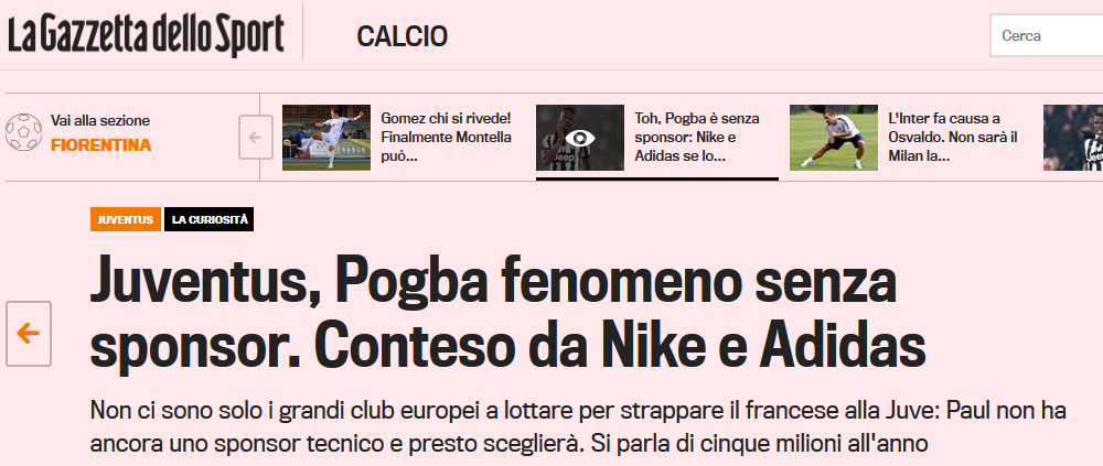 Fenomenul fara sponsor! Cum arata batalia Nike vs. Adidas pentru Pogba si cati bani va primi starul lui Juve din acest razboi!