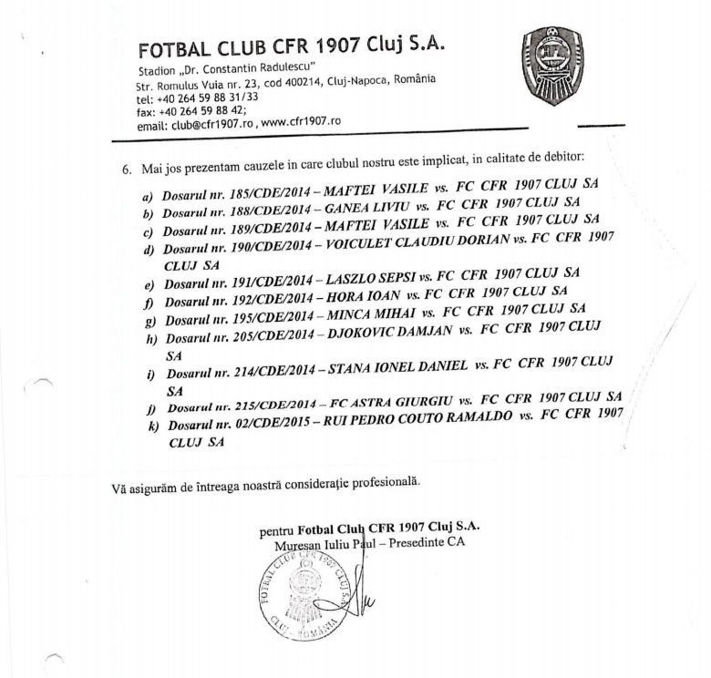 FOTO | Documentul care poate ingropa cea mai performanta echipa a ultimului deceniu! CFR Cluj are sanse mici sa isi ia inapoi cele 24 de puncte_2