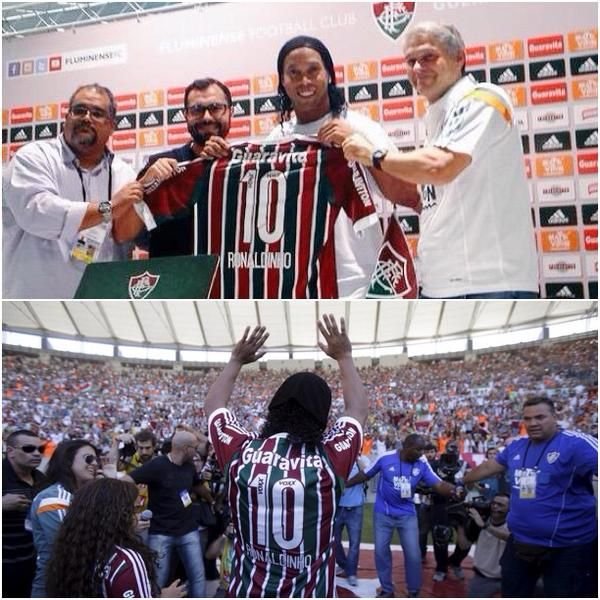 Am venit sa scriu istorie! Imagini fantastice de la prezentarea lui Ronaldinho la Fluminense. FOTO si VIDEO