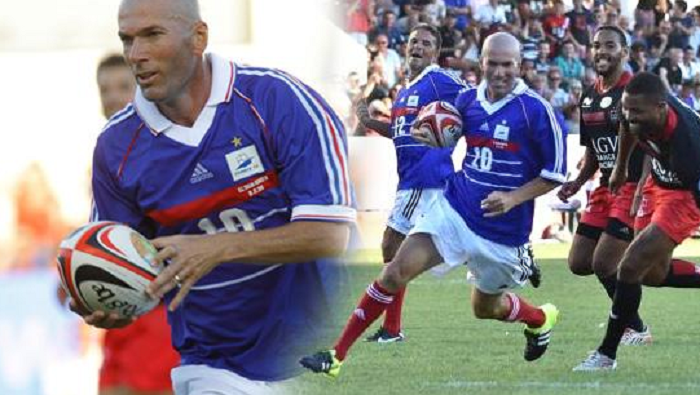 Zidane, magician si la rugby! Generatia 98 a Frantei a facut show intr-un meci demonstrativ jumatate fotbal, jumatate rugby VIDEO