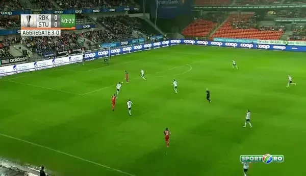 Singurul sut pe poarta al Stelei in prima repriza la Trondheim.