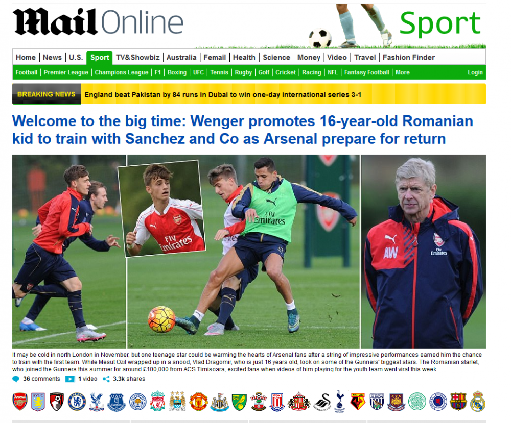 Moment URIAS pentru pustiul roman de 16 ani de la Arsenal! Wenger l-a chemat sa se antreneze cu prima echipa! FOTO_6