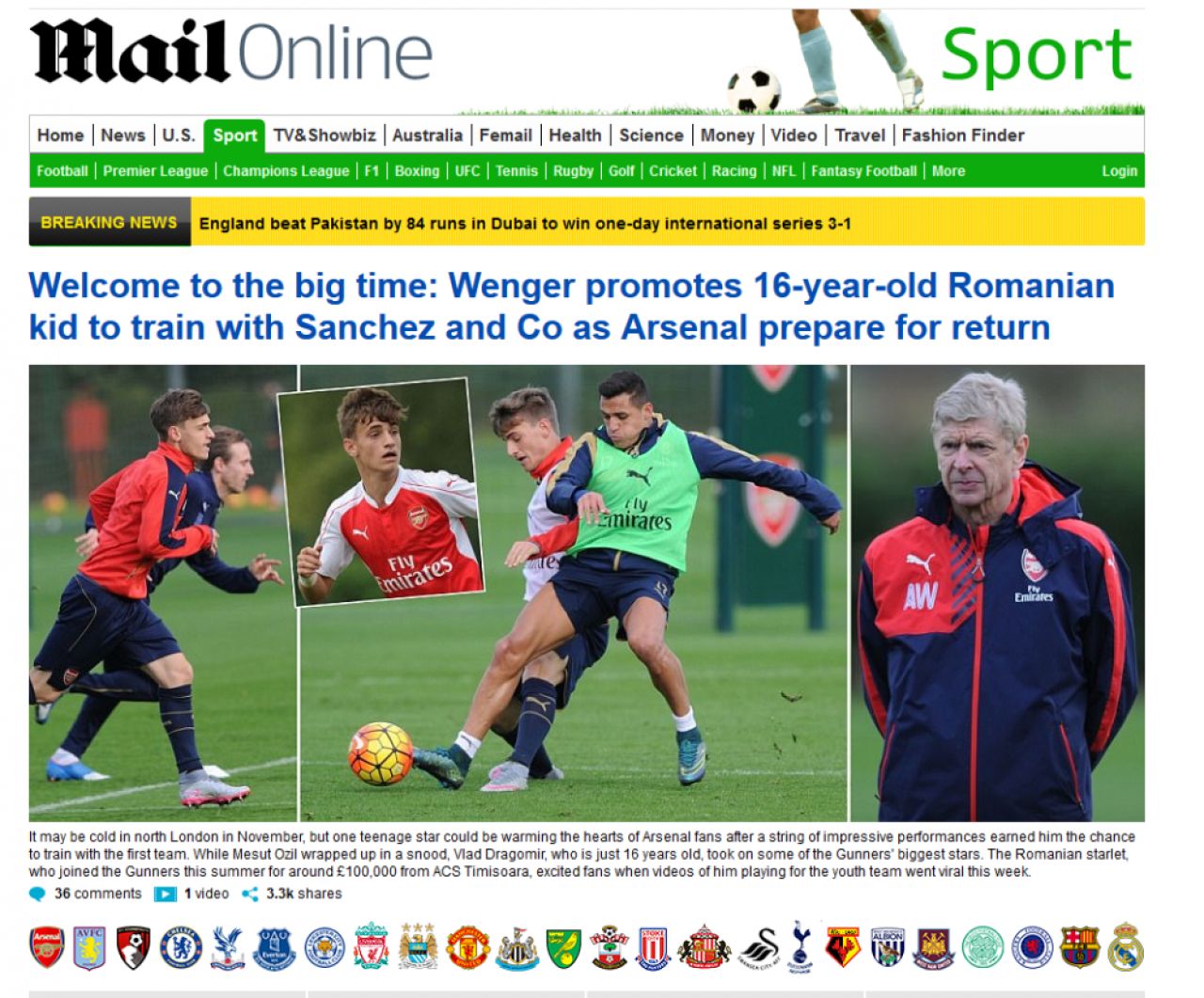 Moment URIAS pentru pustiul roman de 16 ani de la Arsenal! Wenger l-a chemat sa se antreneze cu prima echipa! FOTO_6