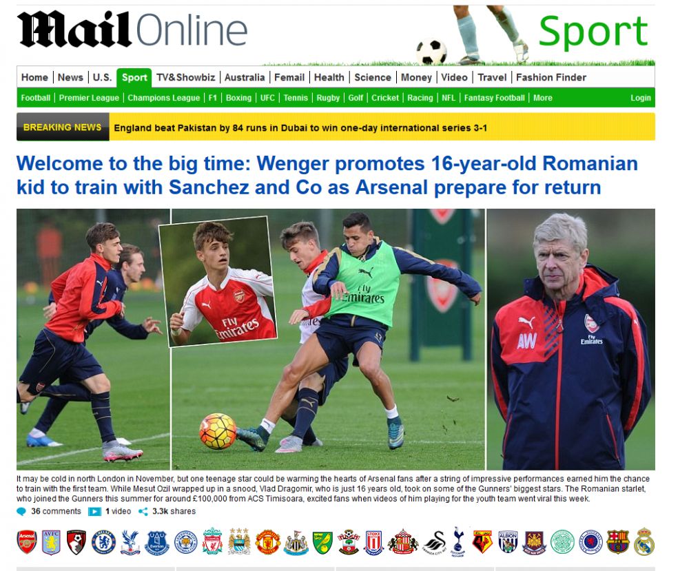 Moment URIAS pentru pustiul roman de 16 ani de la Arsenal! Wenger l-a chemat sa se antreneze cu prima echipa! FOTO_6