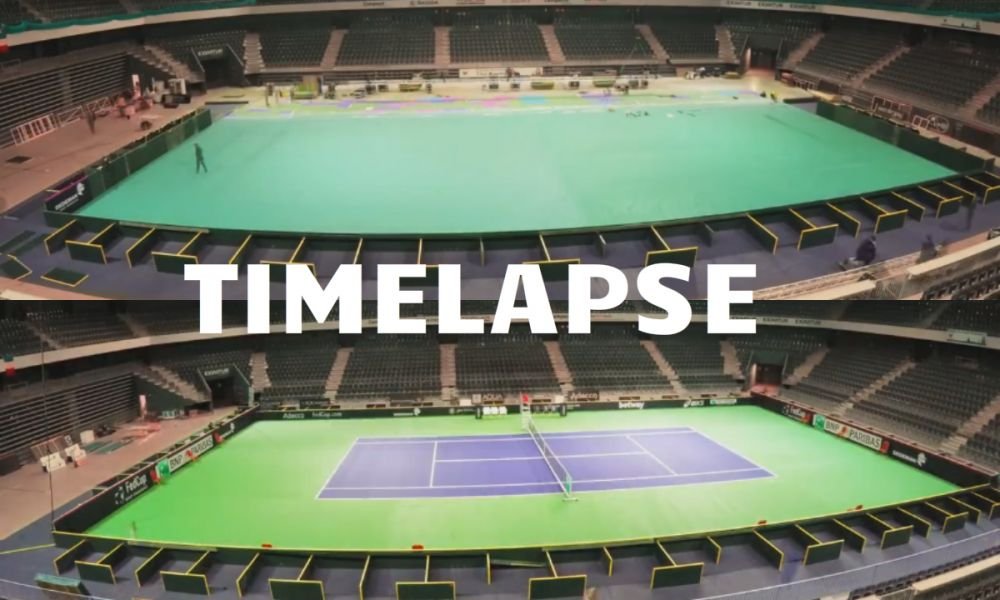 Cum a fost instalat terenul pentru meciul de FED Cup dintre Romania si Cehia. SUPER VIDEO