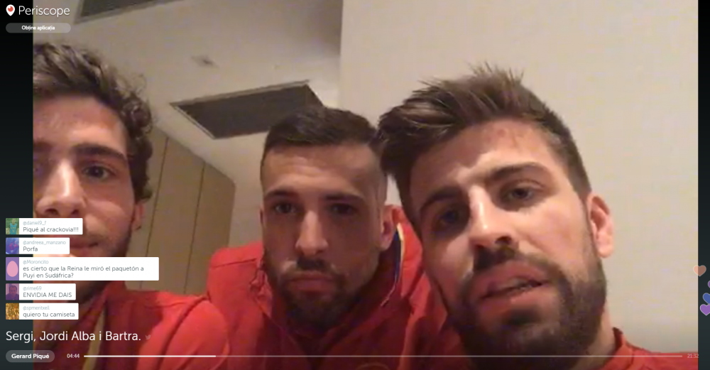 Vedetele Spaniei s-au distrat LIVE cu fanii inainte de sosirea in Romania. Ce au facut Pique, Sergi Roberto si Jordi Alba | VIDEO