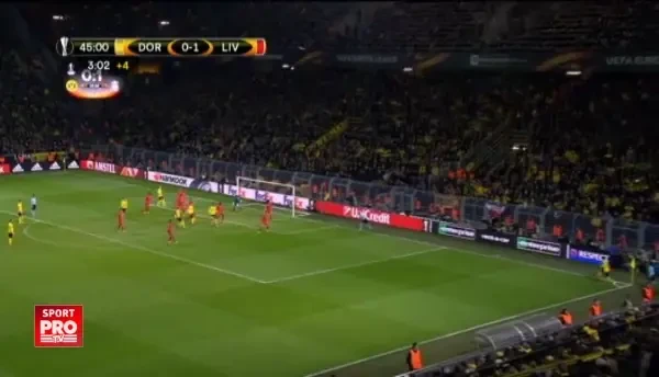 DORTMUND 0-1 LIVERPOOL. Sansa uriasa de gol pentru Dortmund in finalul primei reprize