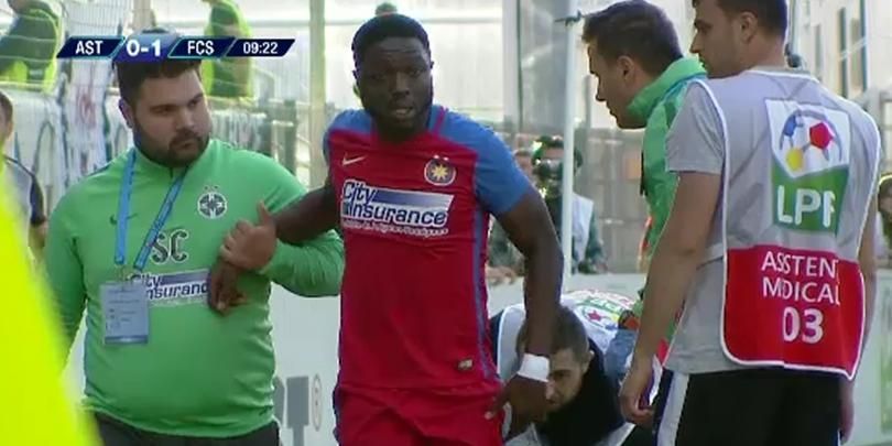 Muniru a vazut ROSU in fata ochilor! Mijlocasul Stelei a ramas KO dupa ce s-a dat cap in cap cu un adversar. UPDATE: Are multiple fracturi la oasele fetei!_1